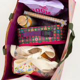 Carry All Happy Tote Bag | Natural Life | Dimensions: 20in L x 11.5in W x 12in H, 9.5in handle drop