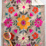 Cotton Dish Towel | Natural Life | Taupe Folk Flower