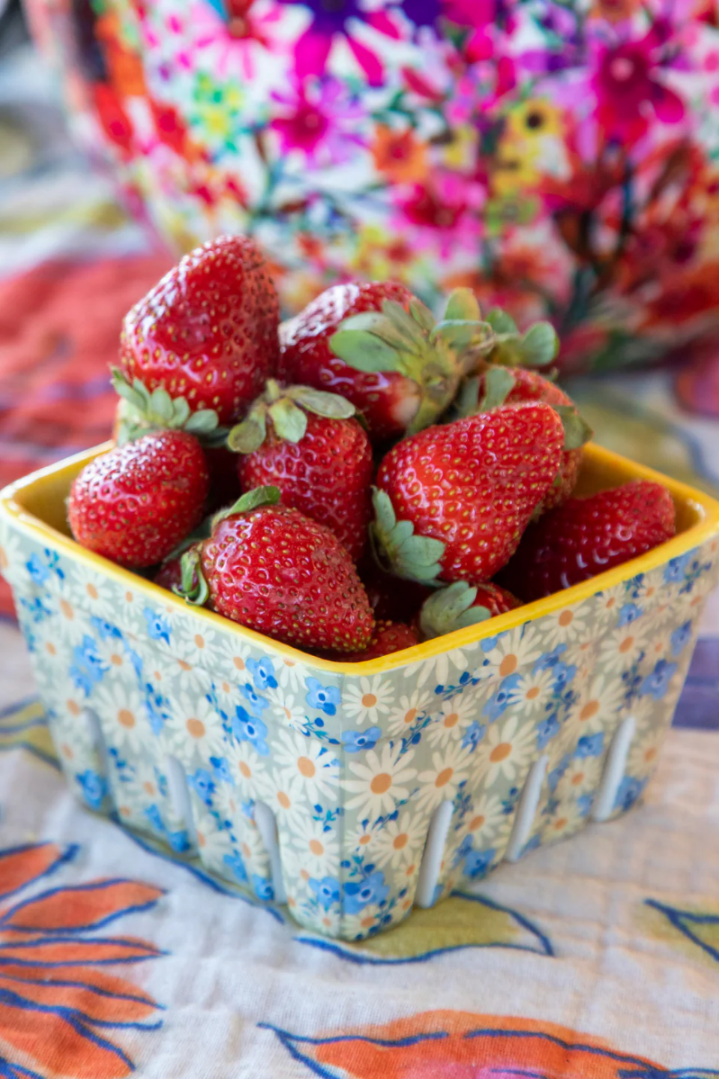 Ceramic Berry Colander | Natural Life | Yellow Floral