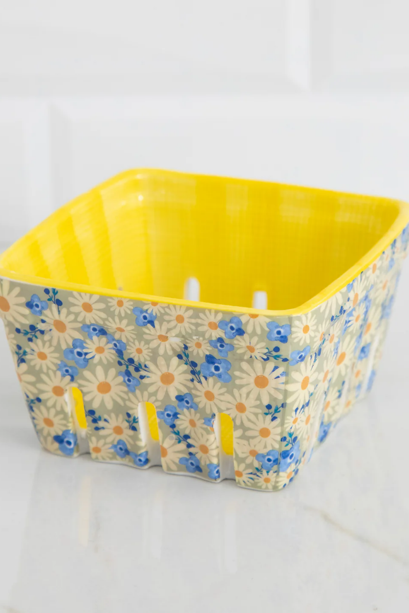 Ceramic Berry Colander | Natural Life | Yellow Floral