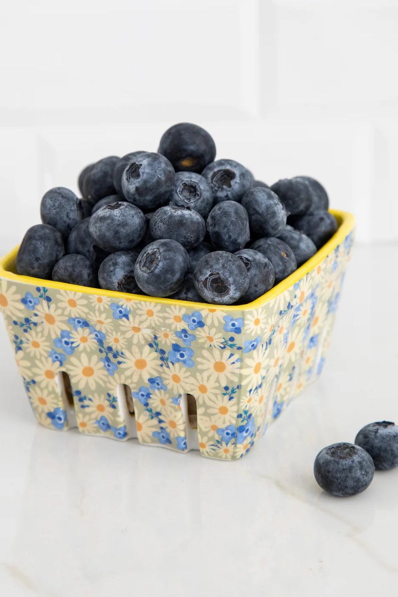 Ceramic Berry Colander | Natural Life | Yellow Floral