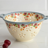 Ceramic Berry Colander | Natural Life | Cream Floral