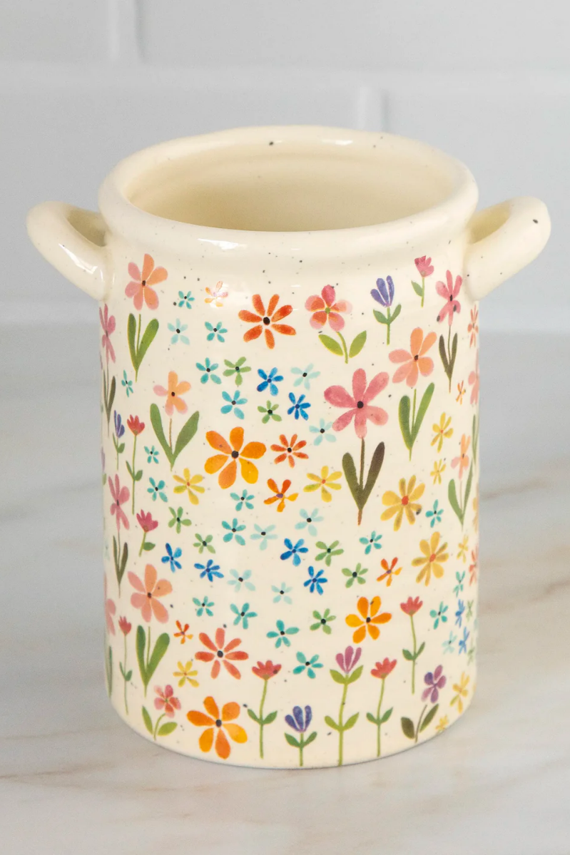 Utensil Crock | Natural Life | Daisies