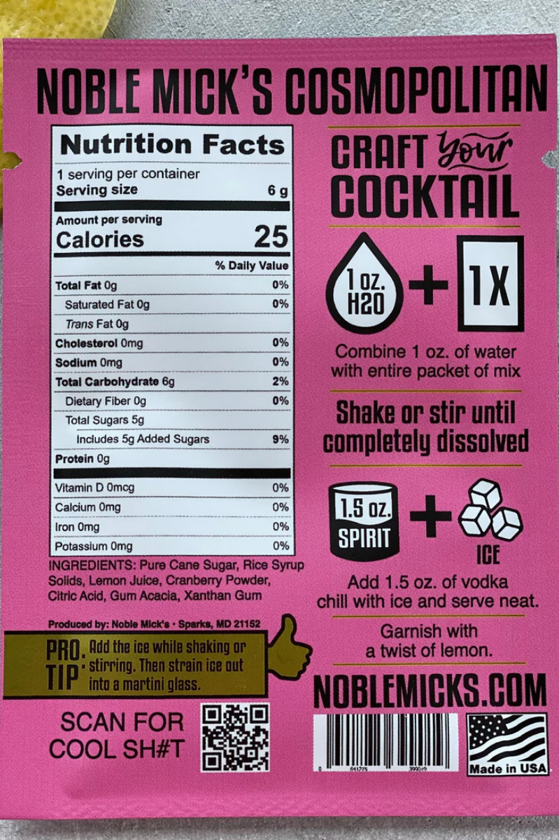 Cosmopolitan | Single Serve Craft Mixer | Noble Mick's