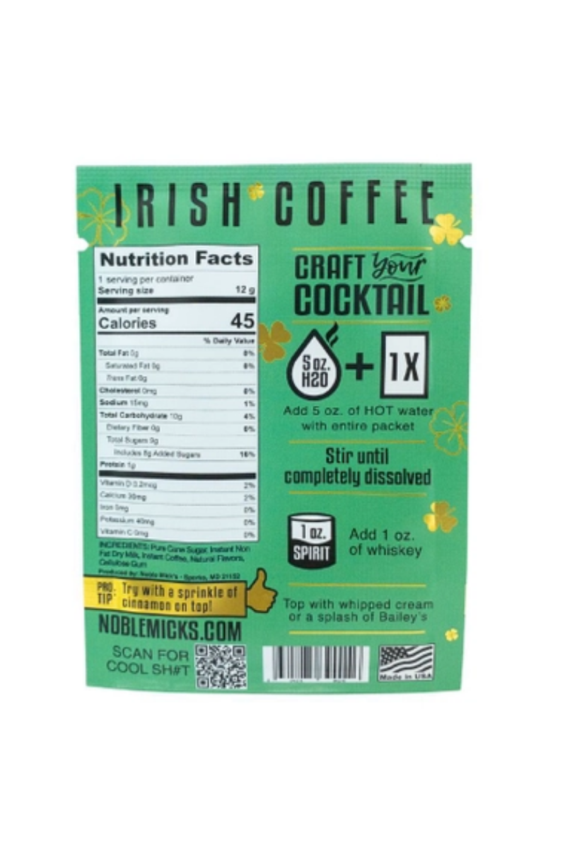 Irish Coffee | Single Serve Craft Mixer | Noble Mick's