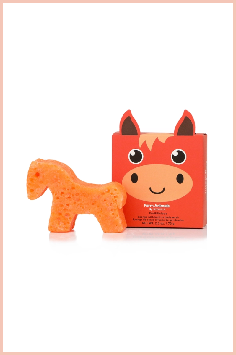 Farm Animals Bath Sponge + Built-In Cleanser | Spongellé