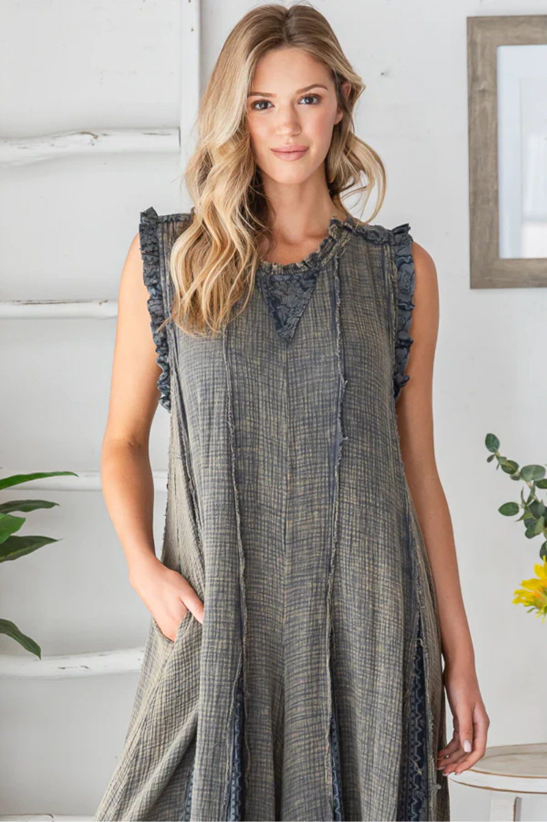 Washed Cotton Gauze Lace Jumper