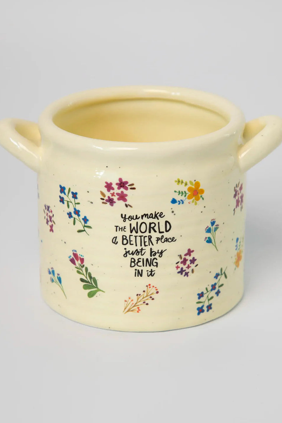 Crock Planter | Natural Life | You make the world a better place just by being in it | Medium