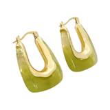 Resin Square Hoop Earrings | Avocado