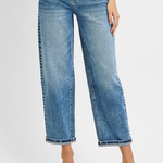 RISEN High Rise Crop Boyfriend Jeans | Medium Wash