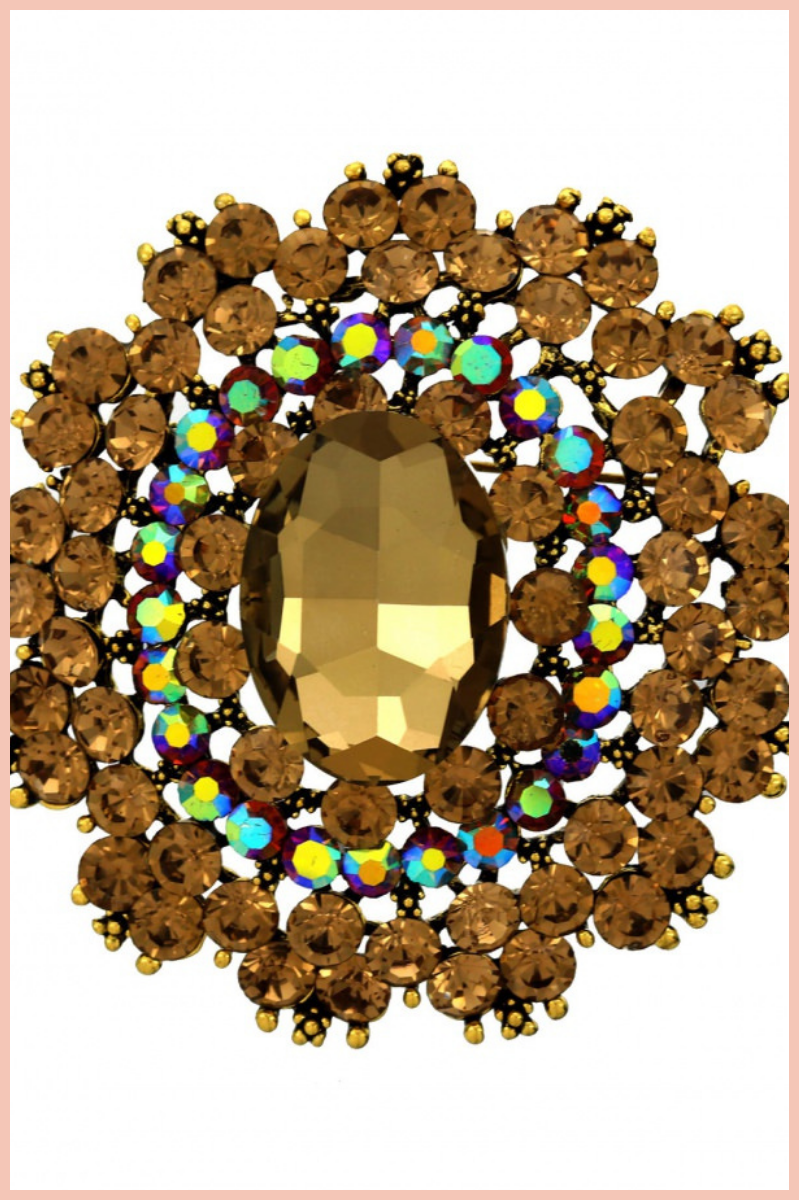 Oblong Rhinestone Brooch