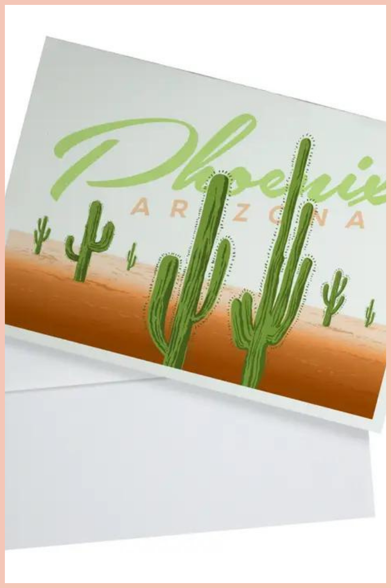 PHOENIX, AZ SAGUARO CACTUS NOTECARD | WHITE