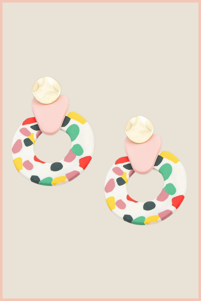 SPRINKLE CHEER CLAY EARRINGS | WHITE