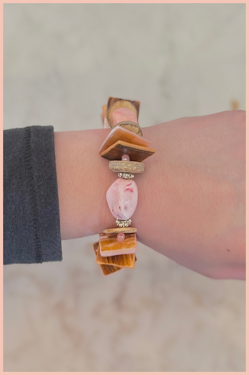 Square Shell & Stone Bracelet