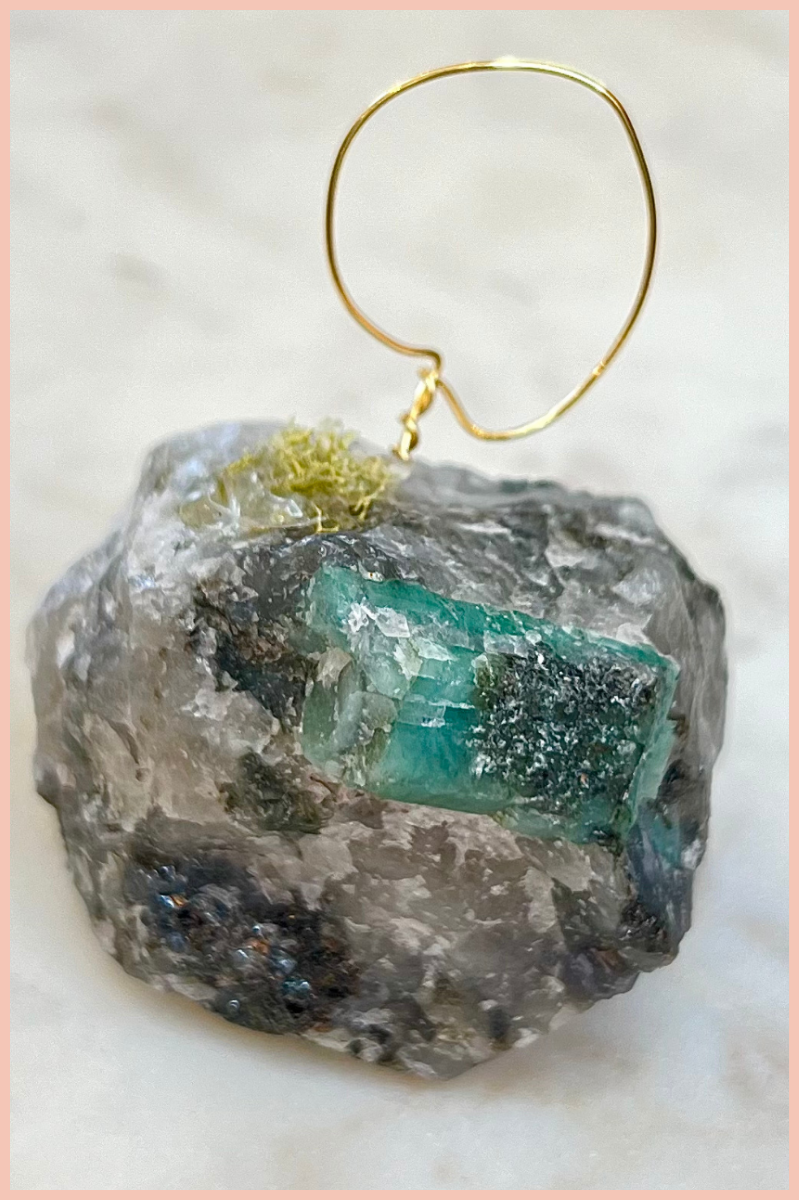 Rough Emerald Crystal + Air Plant Holder