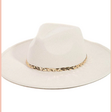 Felt Hat w/ Braided Gold Chain