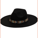 Felt Hat w/ Embroidered Belt | Black
