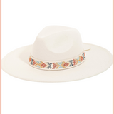 Felt Hat w/ Embroidered Belt | Ivory