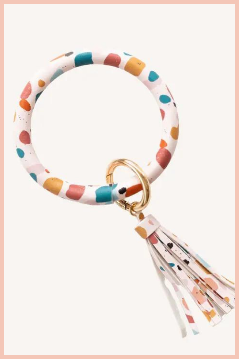 Circle Wristlet Keychain | Pink Terrazo
