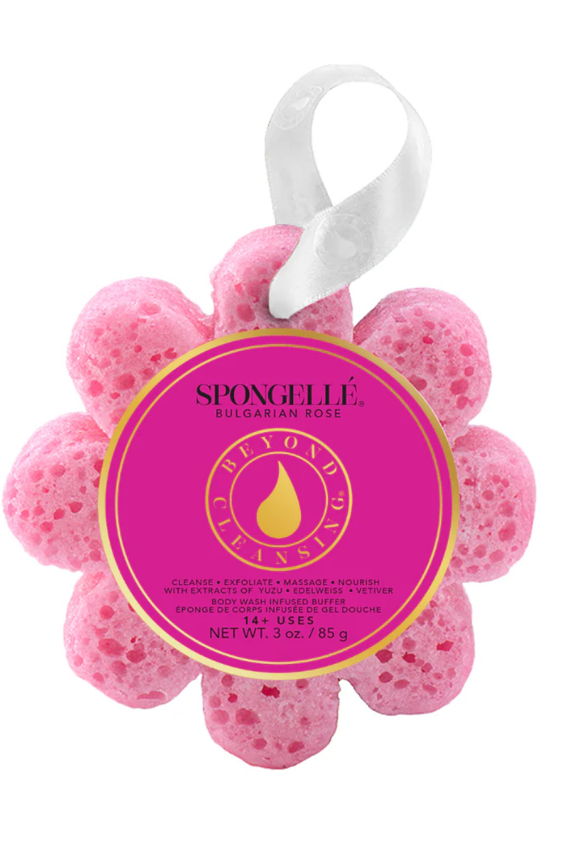 Wild Flower Infused Buffer | Spongellé | Bulgarian Rose Top: Cinnamon Sticks, Sliced Ginger, Sweet Clove, Juicy Orange | Middle: Tuberose | Base: Whipped Vanilla, Cozy Musk