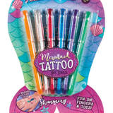 Mermaid Tattoo Gel Pens | 6 Pens | 3 Stencils
