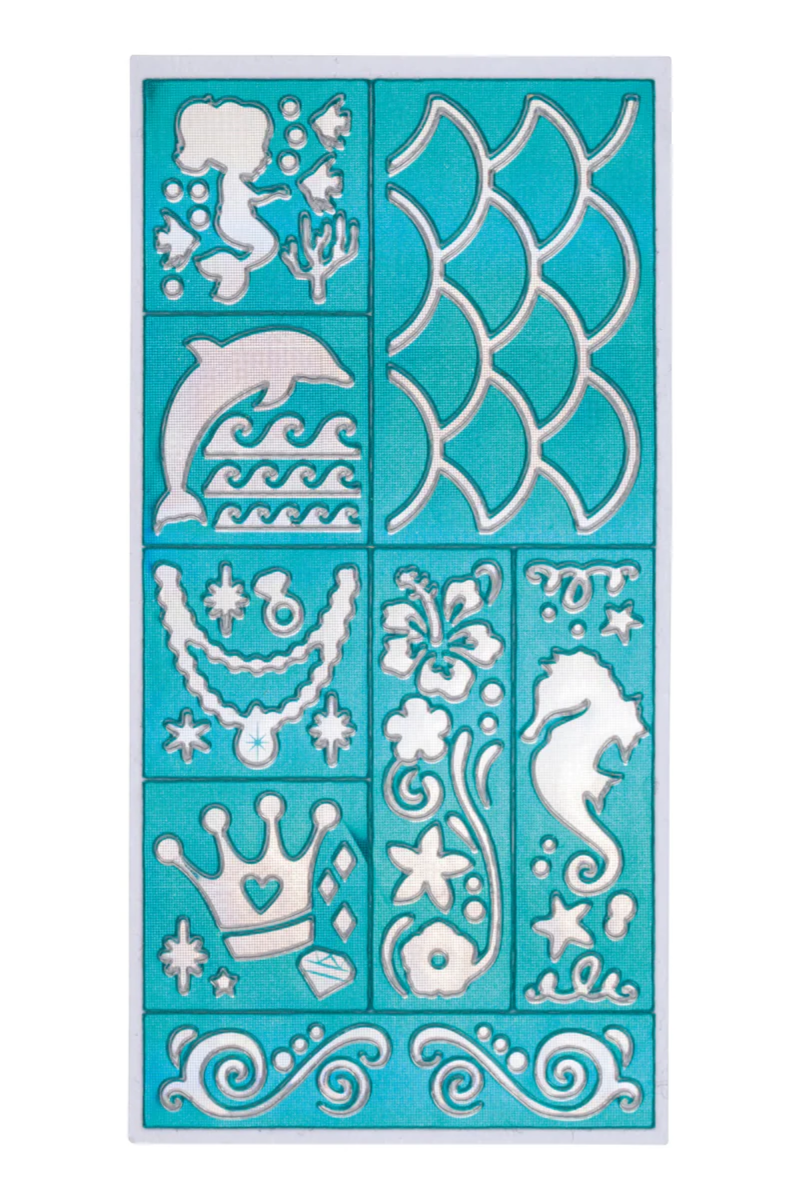 Mermaid Tattoo Gel Pens | 6 Pens | 3 Stencils