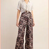 Floral Print Satin Palazzo Pants