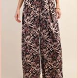 Floral Print Satin Palazzo Pants