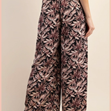Floral Print Satin Palazzo Pants
