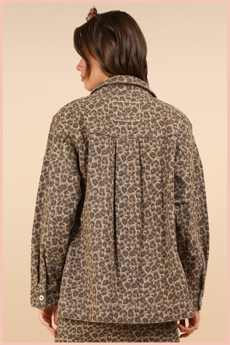 Leopard Printed Twill Shacket