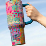 Mega 40oz Tumbler | Natural Life | Pink Watercolor Patchwork