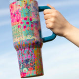 Mega 40oz Tumbler | Natural Life | Pink Watercolor Patchwork