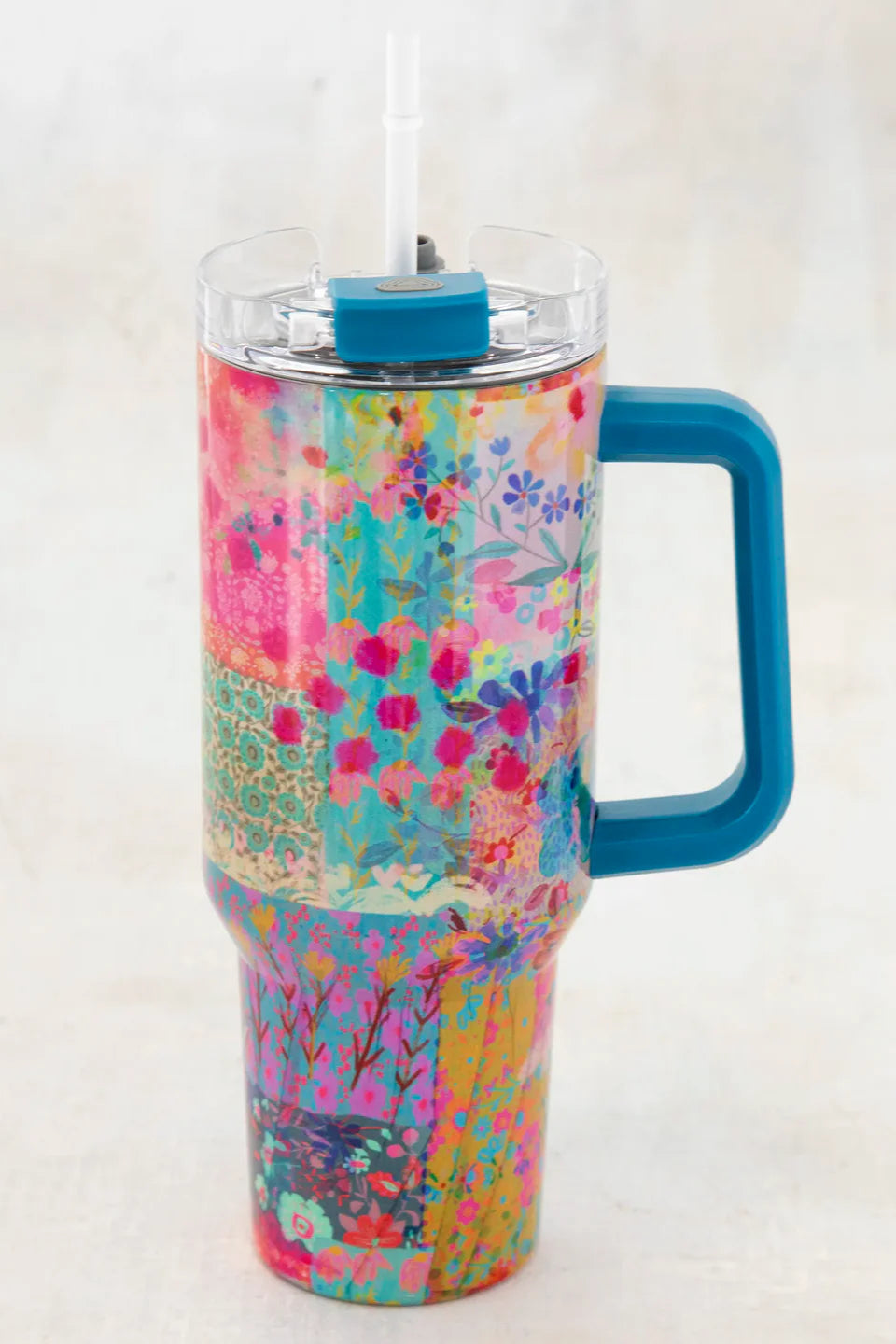 Mega 40oz Tumbler | Natural Life | Pink Watercolor Patchwork
