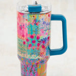 Mega 40oz Tumbler | Natural Life | Pink Watercolor Patchwork