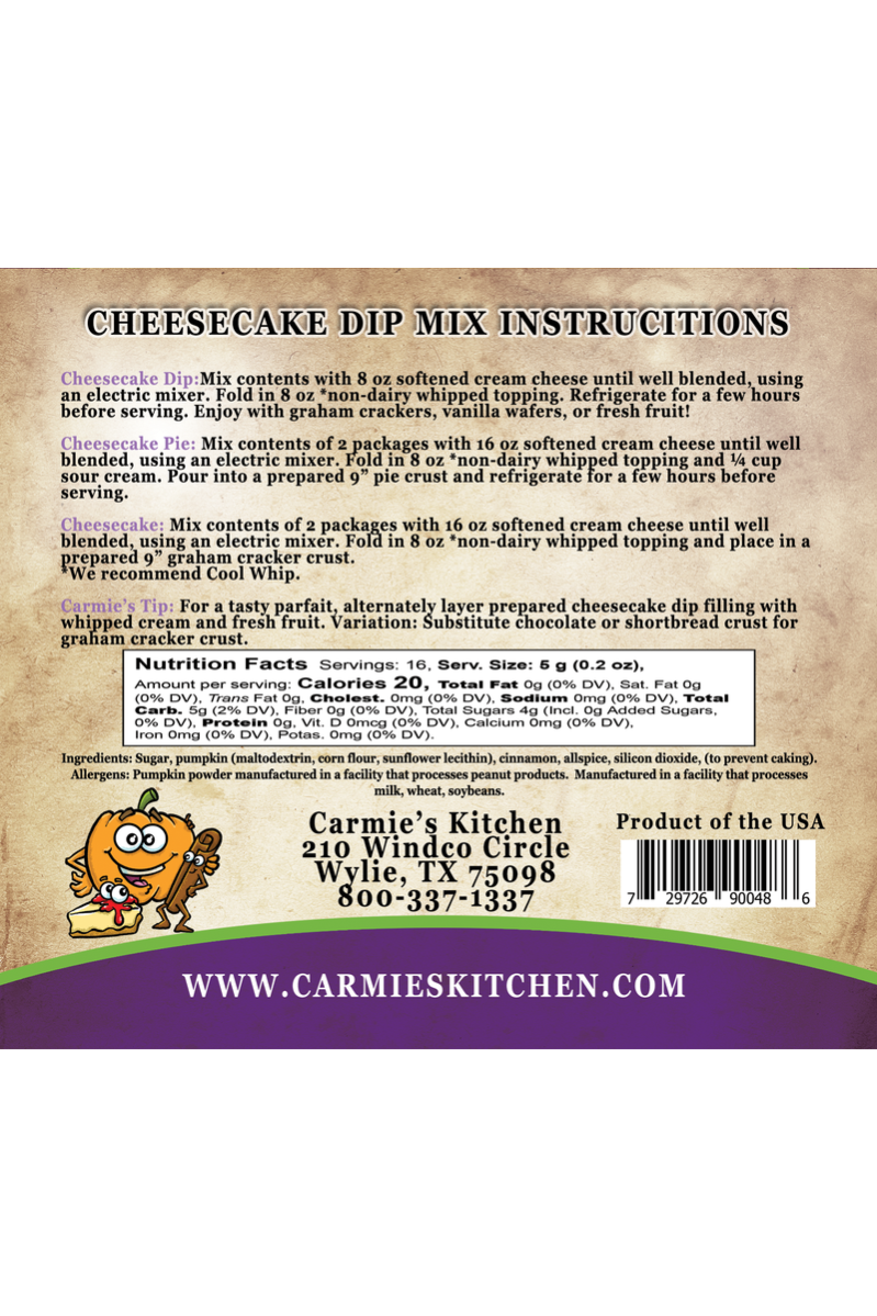 Pumpkin Spice Cheesecake Dip Mix | Carmie’s Kitchen