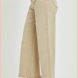 RISEN Tummy Control High Rise Cropped Wide Leg Denim