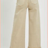 RISEN Tummy Control High Rise Cropped Wide Leg Denim