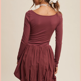 Square Neck Bubble Skirt Romper