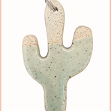Handmade Cactus Ornament | Everhart Ceramics | Speckled Light Green Glaze | Cream