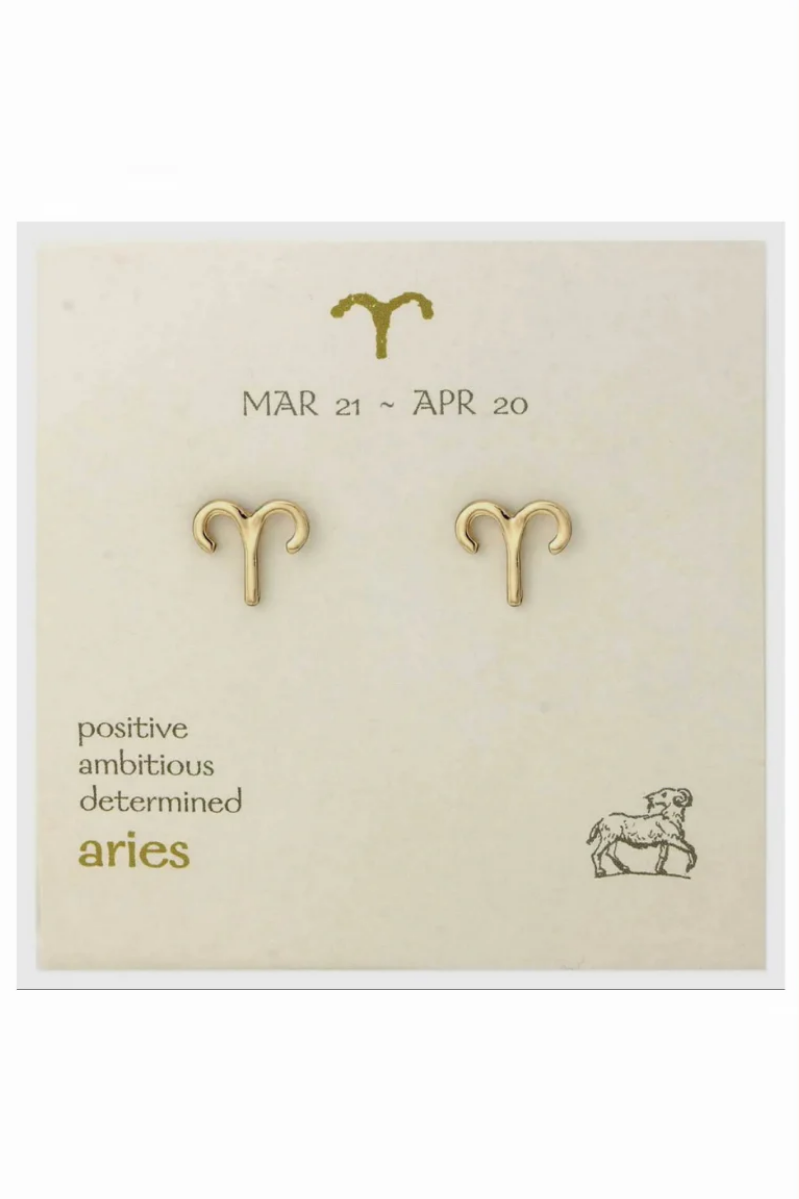 Zodiac Symbol Post Earrings | Aries