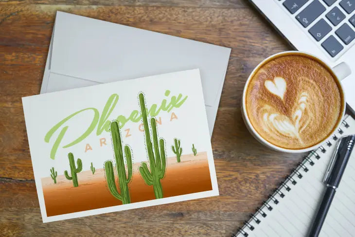 PHOENIX, AZ SAGUARO CACTUS NOTECARD | WHITE