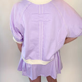 Reverse Stitch Short Sleeve Crop Sweatshirt