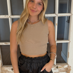 Reversible Knit Crop Top - Taupe