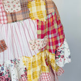 Washed Ruffle Hem Mixed Plaid Top