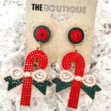 Candy Cane Bow Earrings