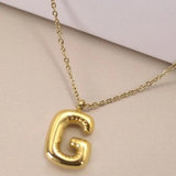 18K Gold Plated Bubble Initial Necklace
