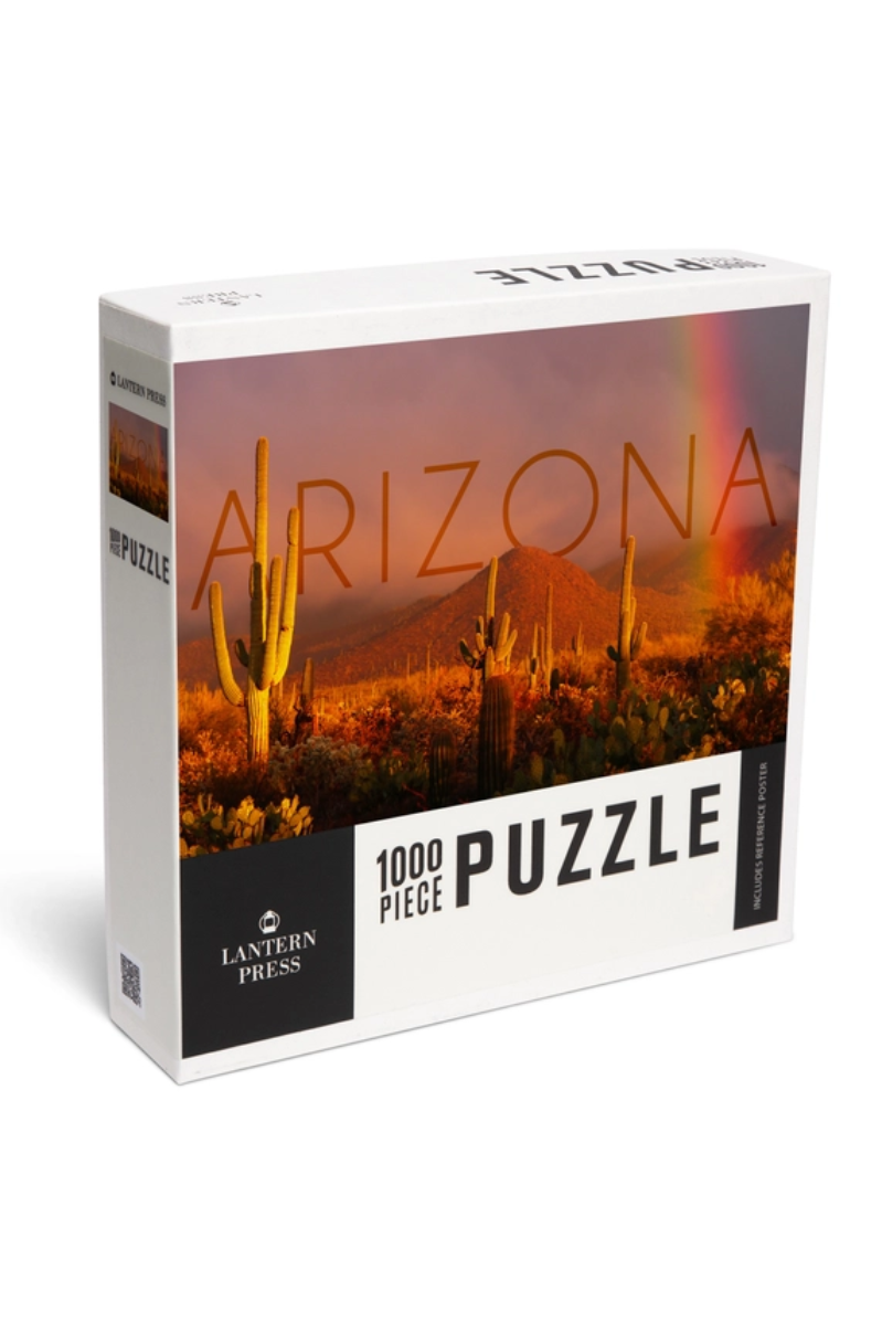 1000 Piece Puzzle | Arizona Cactus + Rainbow Photography