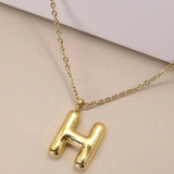 18K Gold Plated Bubble Initial Necklace