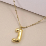 18K Gold Plated Bubble Initial Necklace