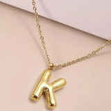 18K Gold Plated Bubble Initial Necklace